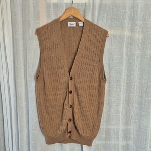 Forte Brown Cable Knit Vest Camel Hair 100%